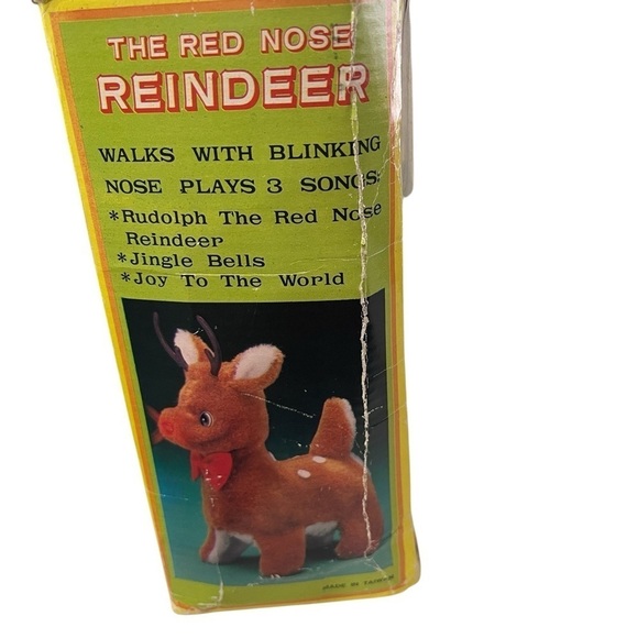 The Red Nose Reindeer Christmas Toy Vintage in Box S366 Red bow And Nose - Picture 6 of 8